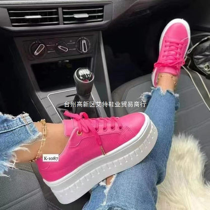 Women's thick soled lace up casual flat sole shoes, women's shoes, Korean version trendy couple shoes - Free Shipping - Aurelia Clothing