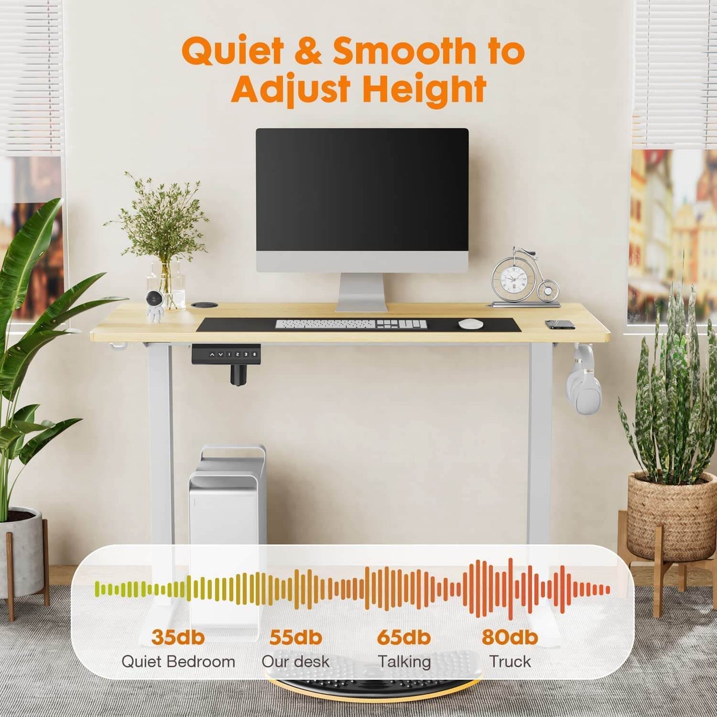 Electric Height Adjustable Standing Desk,Sit to Stand Ergonomic Computer Desk,Yellow,48'' x 24" - Free Shipping - Aurelia Clothing