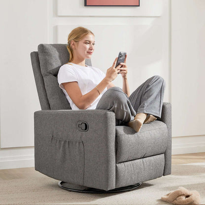 Manual Recliner Chair Winback Single Sofa,Grey - Free Shipping