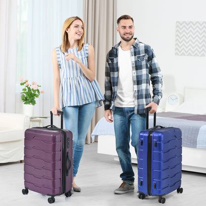 Luggage Sets ABS+PC Hardshell 3pcs Clearance Luggage Hardside Lightweight Durable Suitcase sets Spinner Wheels Suitcase with TSA Lock (20/24/28), BLUE - Free Shipping - Aurelia Clothing