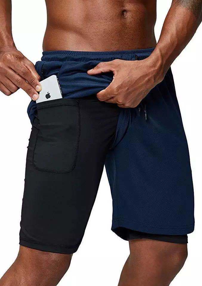 Men's music shorts 2 in 1 running shorts security pockets shorts quick drying sports shorts built-in pockets hip zipper pockets - Free Shipping - Aurelia Clothing