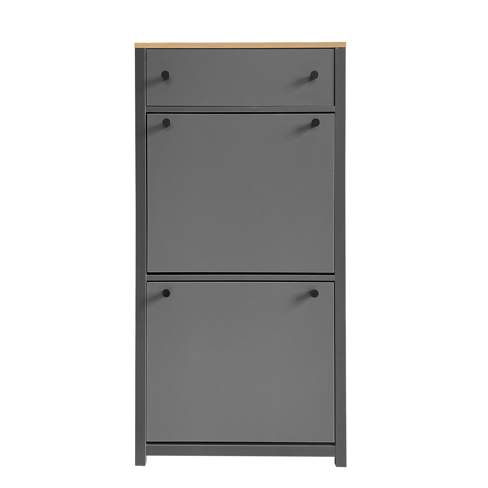 ONTREND functional with 2 flipped drawers, top shoe cabinet with adjustable panel, independent shoe rack, gray - Free Shipping - Aurelia Clothing