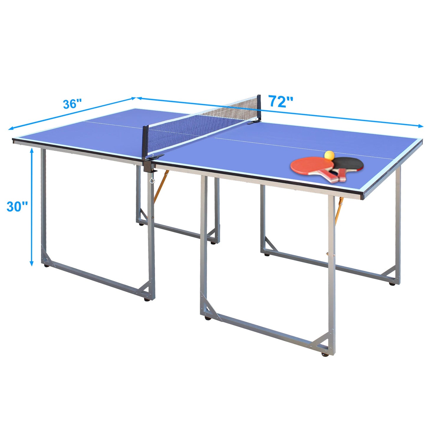 6ft Mid-Size Table Tennis Table Foldable & Portable Ping Pong Table Set for Indoor & Outdoor Games with Net - Free Shipping - Aurelia Clothing