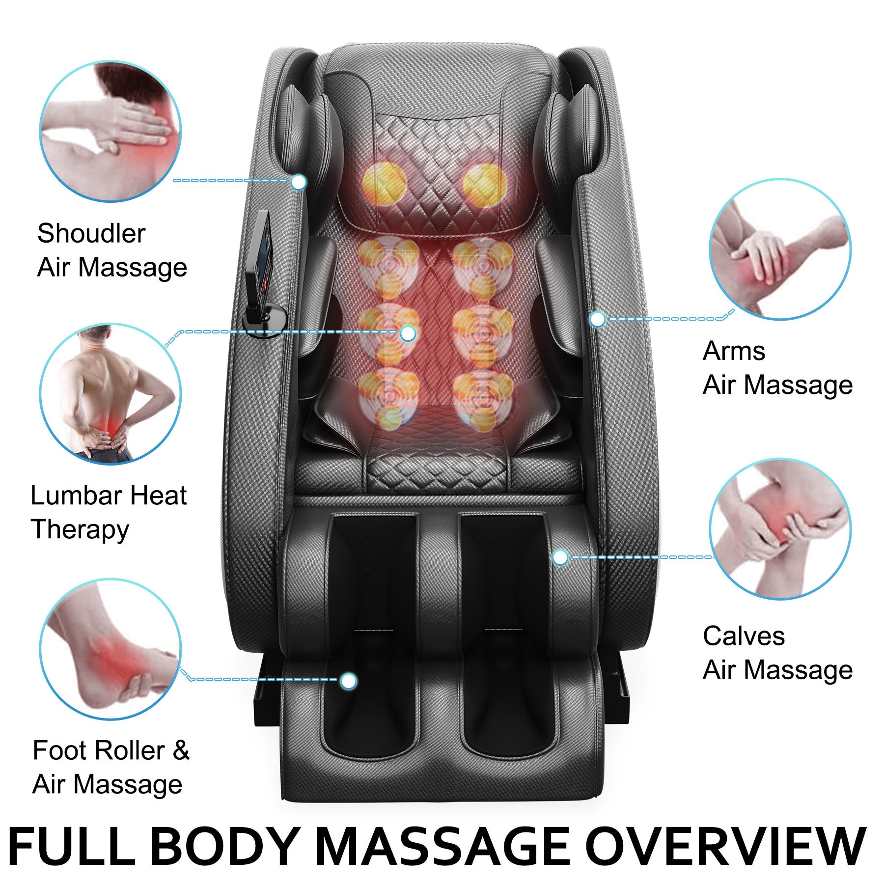 Massage Chair Blue-Tooth Connection and Speaker, Easy to Use at Home and in The Office and Recliner with Zero Gravity with Full Body Air Pressure, 001, 50D x 26W x 40H in, Black3 - Free Shipp - Aurelia Clothing