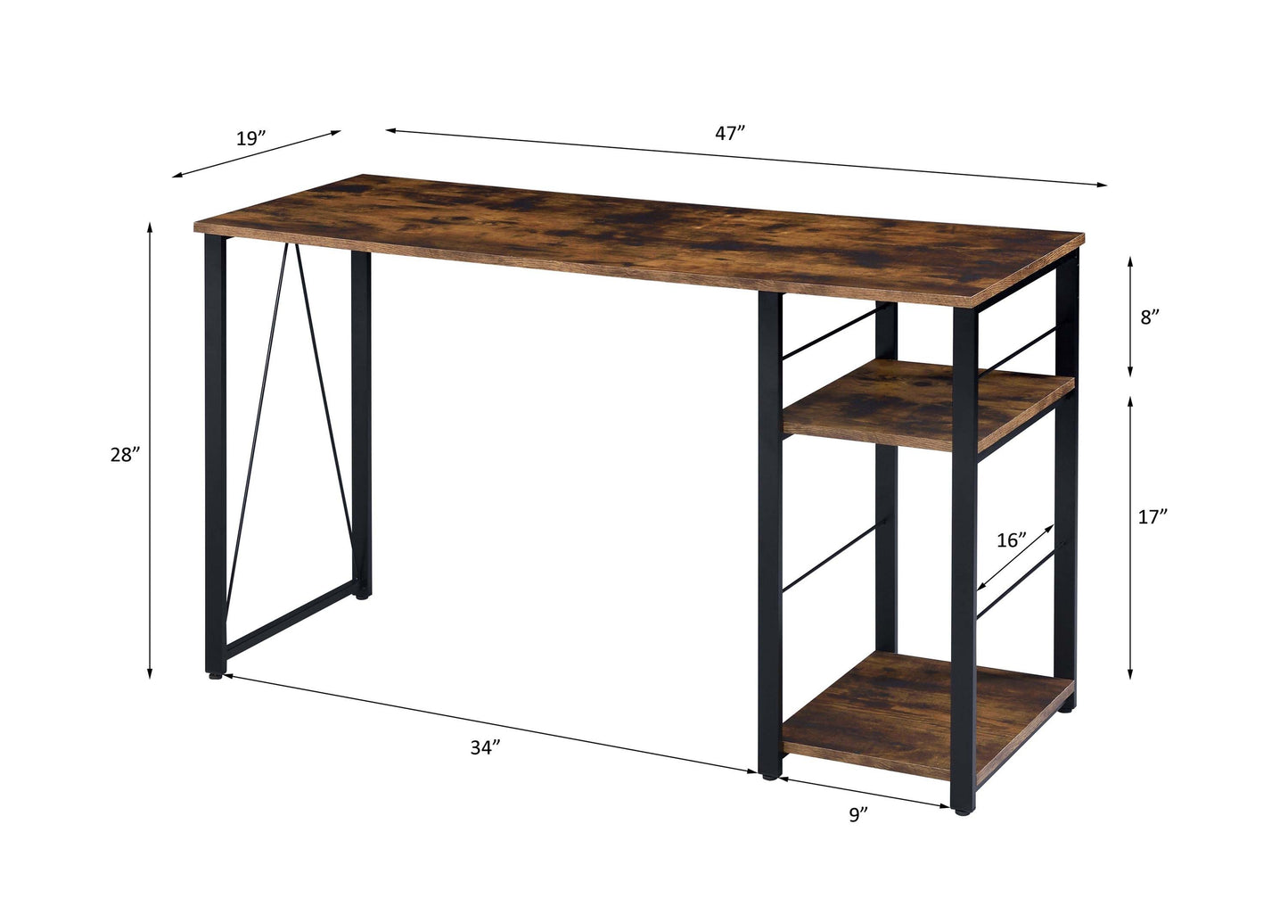 ACME Vadna Writing Desk, Weathered Oak & Black Finish 92765 - Free Shipping - Aurelia Clothing