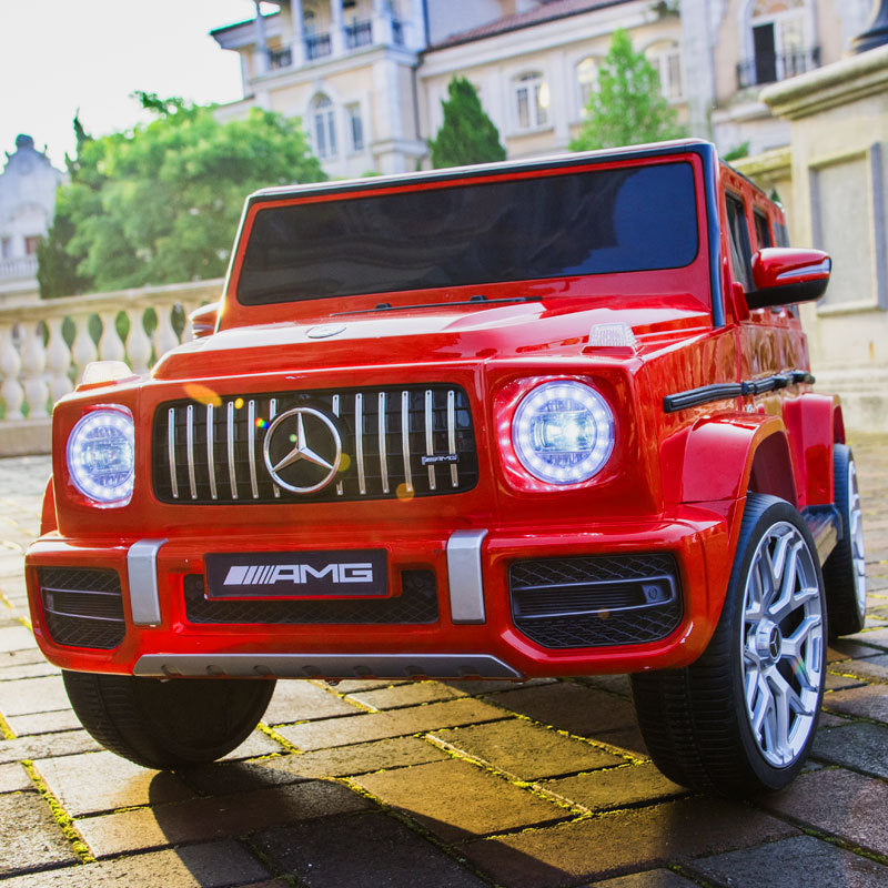 Licensed Mercedes Benz G63 Kids Ride On Car, 12V Electric Vehicle with Remote Control, Double Open Doors, Music, Bluetooth, Wheels Suspension, Battery Powered for Children Boy Girl (Red) - Aurelia Clothing