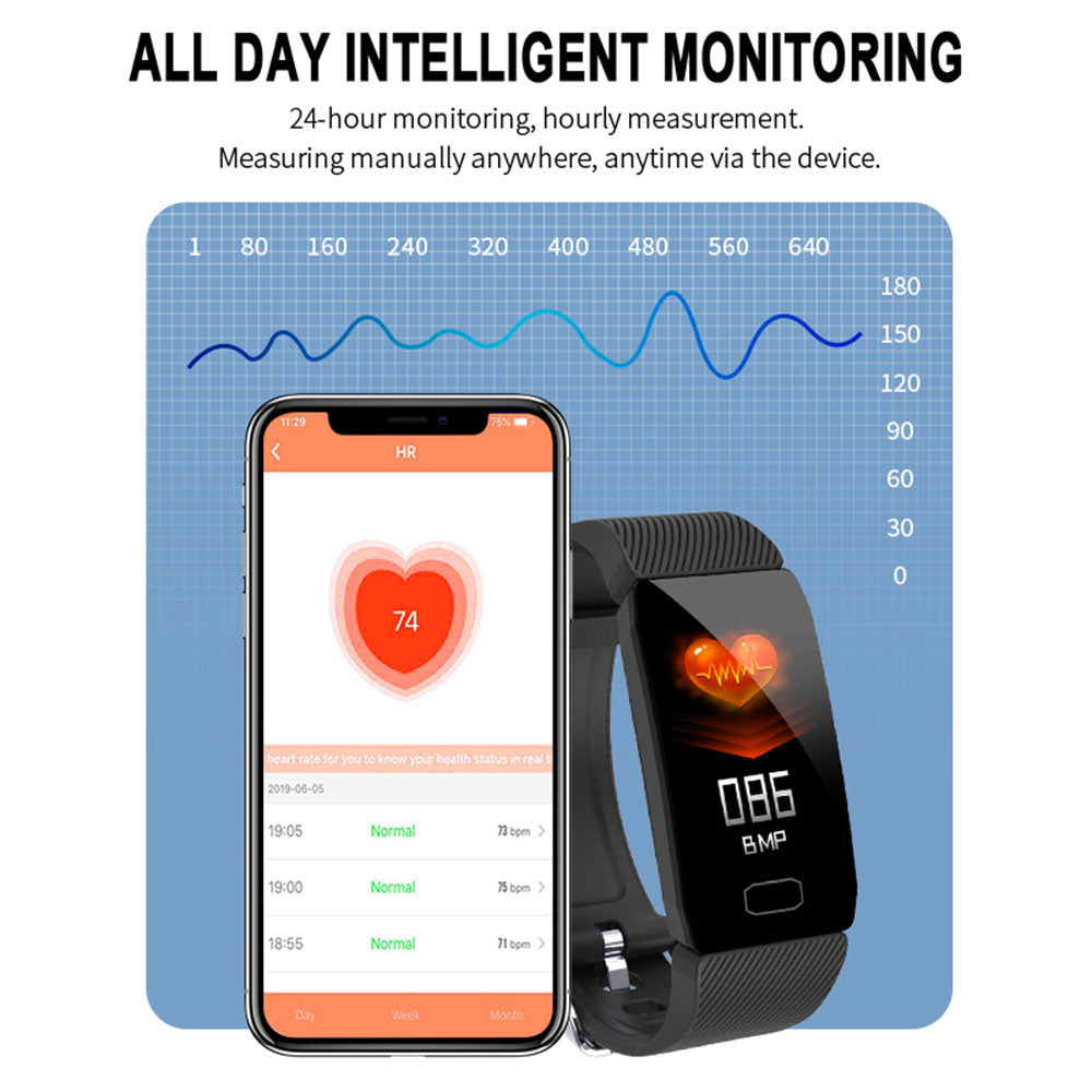 1.14 Smart Band Weather Display Blood Pressure Heart Rate Monitor Fitness Tracker Smart Watch Bracelet Waterproof Men Women Kids - Free Shipping - Aurelia Clothing