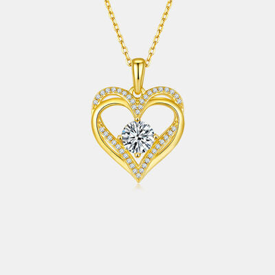 1.2 Carat Moissanite Sterling Silver Heart Necklace - Aurelia Clothing