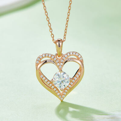 1.2 Carat Moissanite Sterling Silver Heart Necklace - Aurelia Clothing