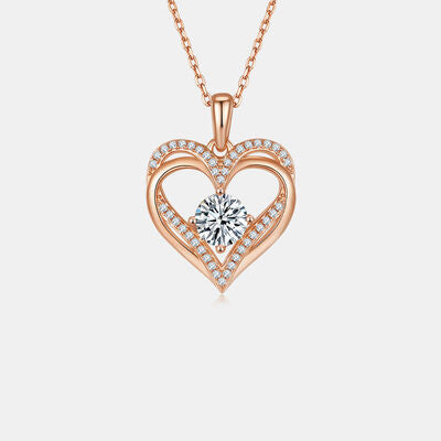 1.2 Carat Moissanite Sterling Silver Heart Necklace - Aurelia Clothing