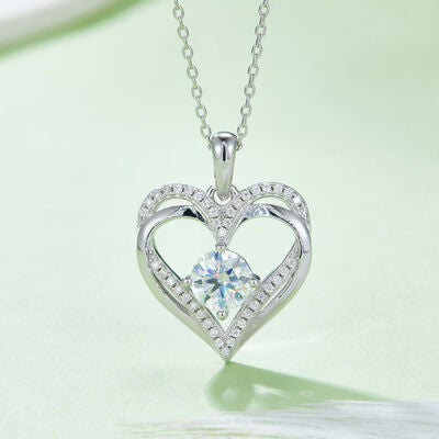 1.2 Carat Moissanite Sterling Silver Heart Necklace - Aurelia Clothing