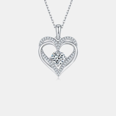 1.2 Carat Moissanite Sterling Silver Heart Necklace - Aurelia Clothing