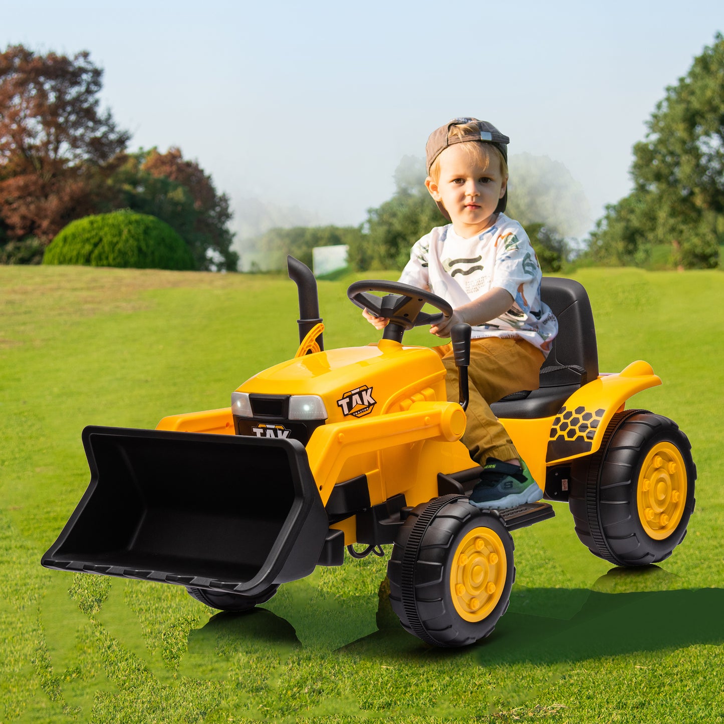 12V Kids Ride on Tractor Electric Excavator Battery Powered Motorized Car for Kids Ages 3-6, wiFront th Loader, Digging Handle, Remote Control, & Bright Headlight, Yellow - Free Shipping - Aurelia Clothing