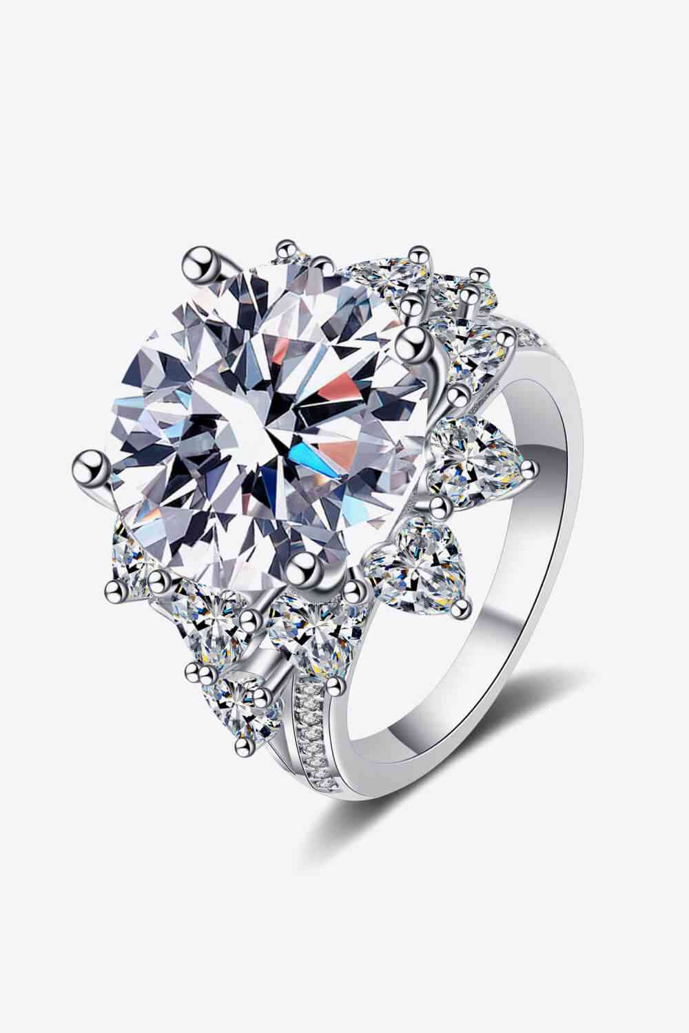 10 Carat Moissanite Flower-Shaped Ring - Aurelia Clothing