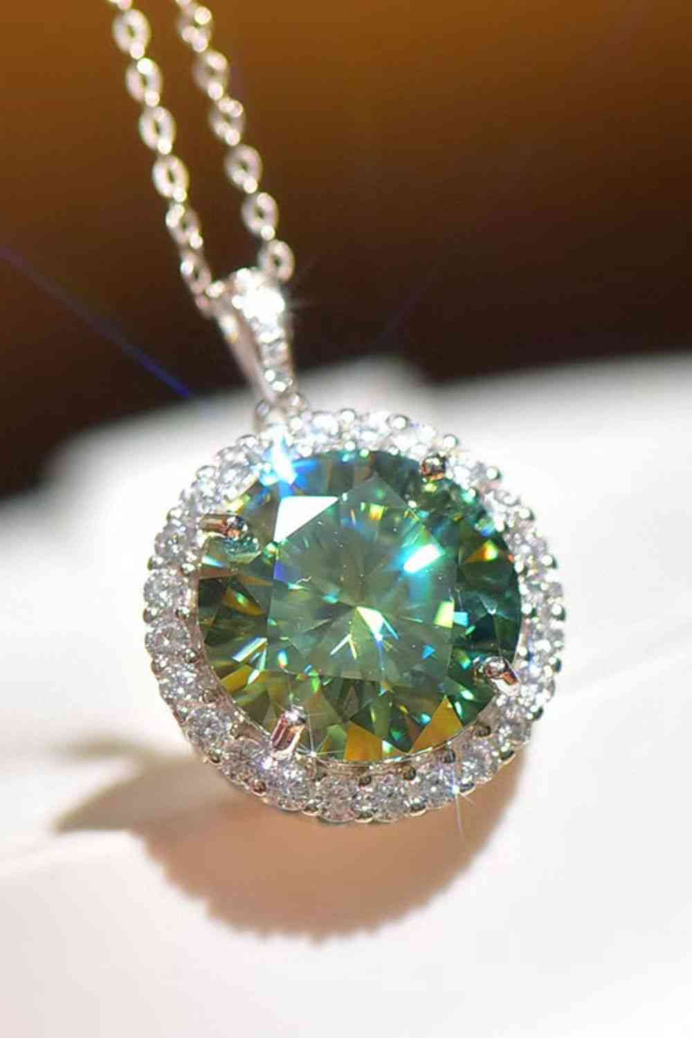 10 Carat Moissanite Pendant Platinum-Plated Necklace - Aurelia Clothing