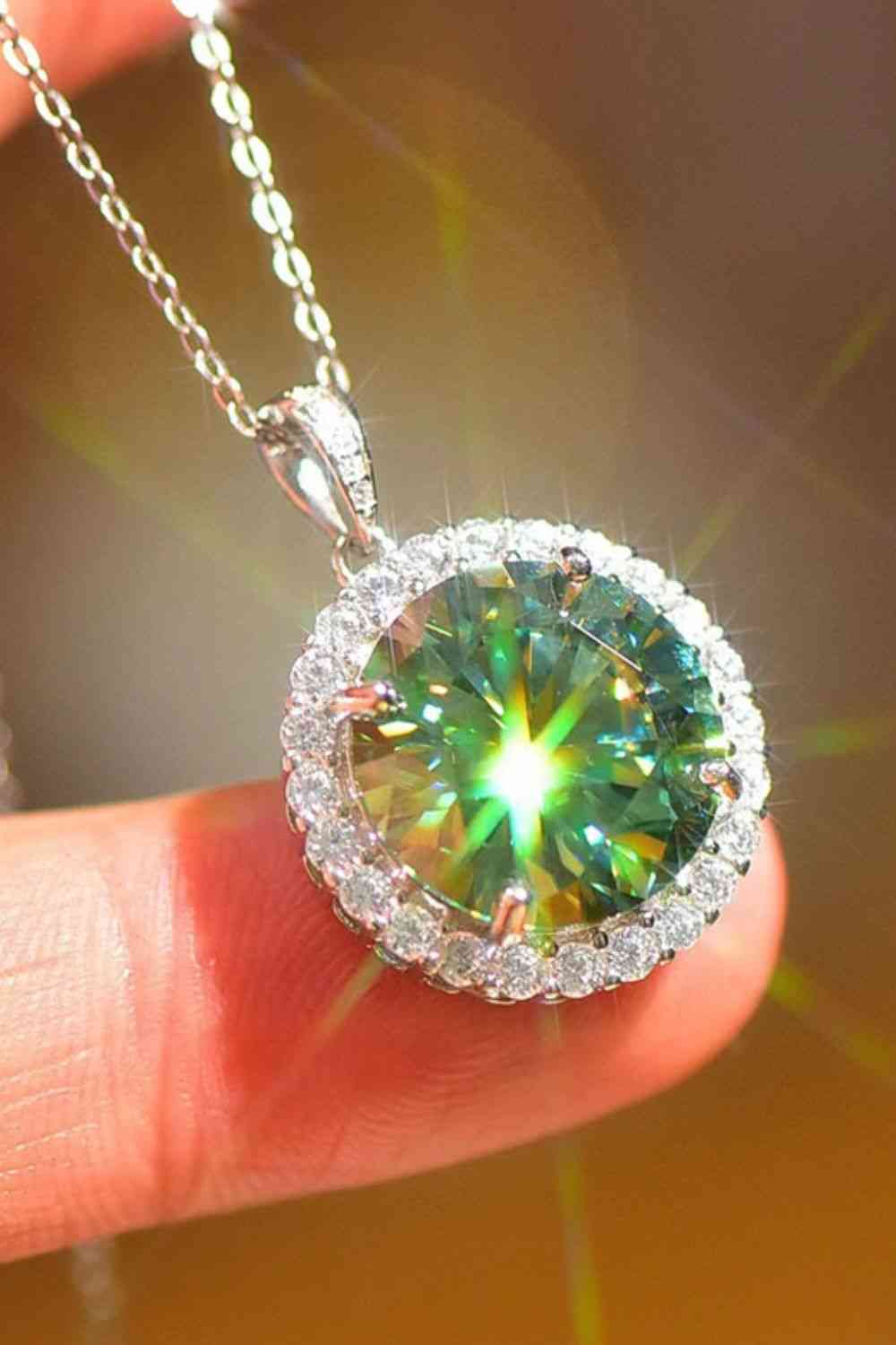 10 Carat Moissanite Pendant Platinum-Plated Necklace - Aurelia Clothing