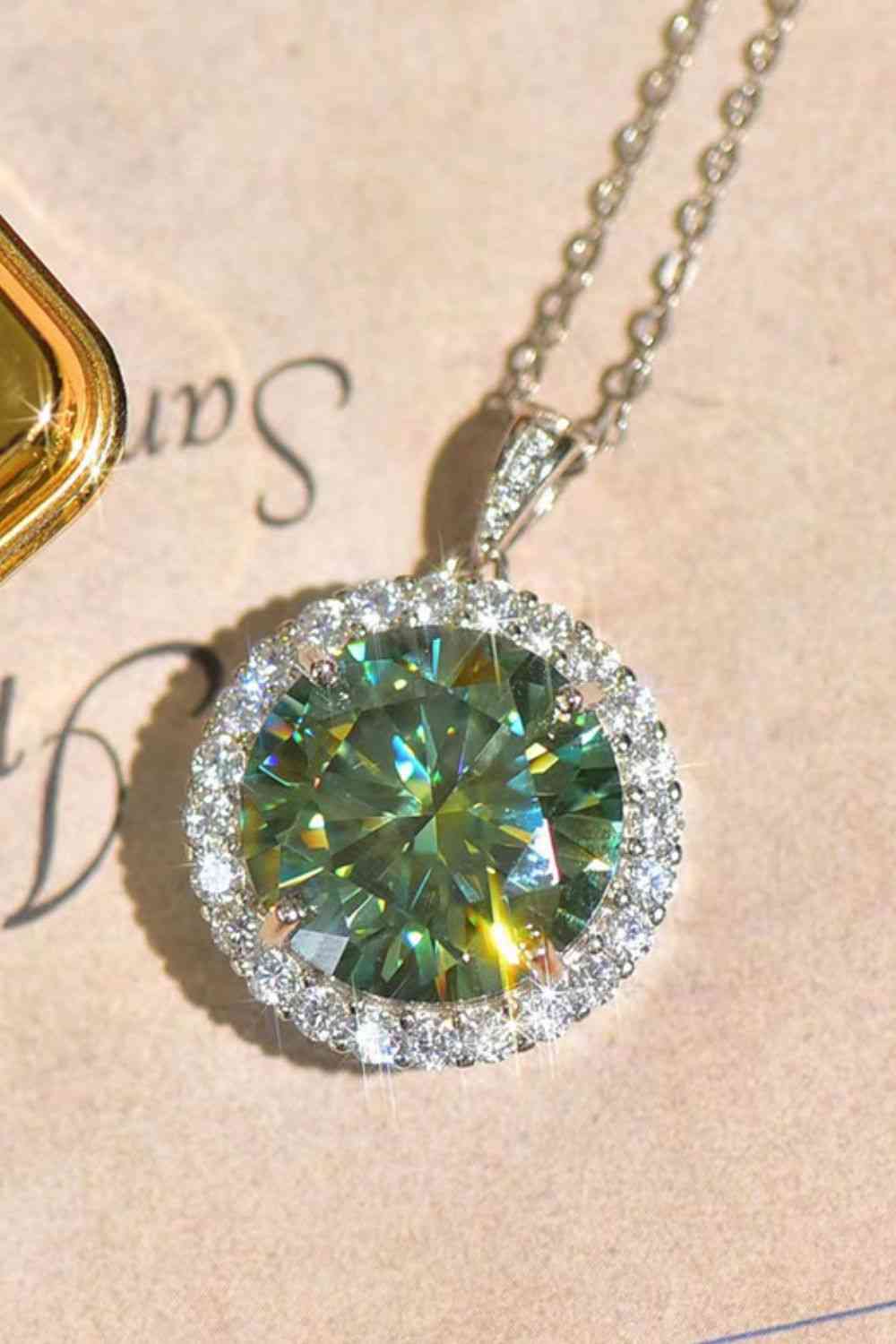 10 Carat Moissanite Pendant Platinum-Plated Necklace - Aurelia Clothing