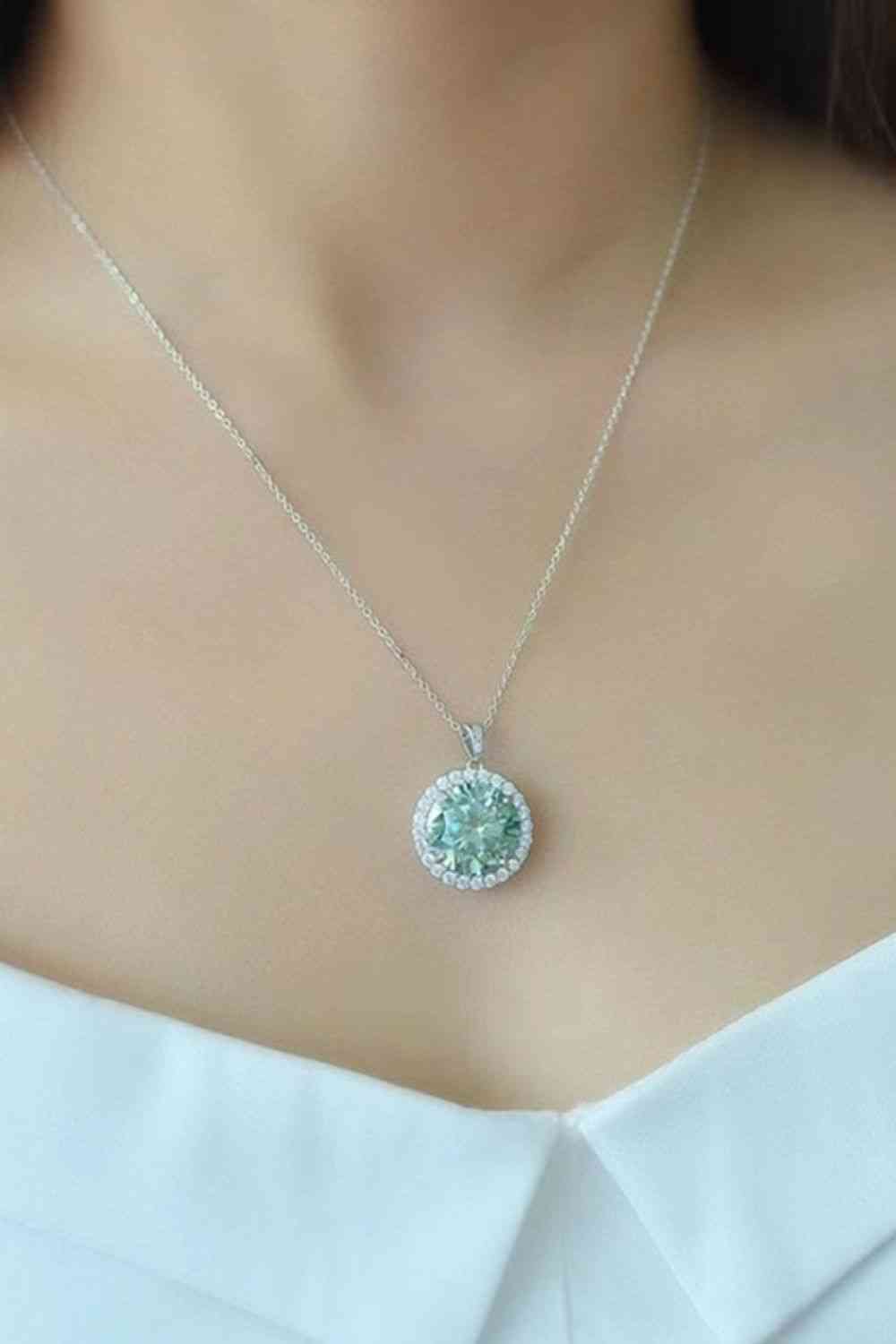 10 Carat Moissanite Pendant Platinum-Plated Necklace - Aurelia Clothing