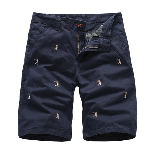 Men's Cargo Shorts Male Embroidery 100% Cotton Shorts Men Casual Cargo Shorts - Free Shipping - Aurelia Clothing