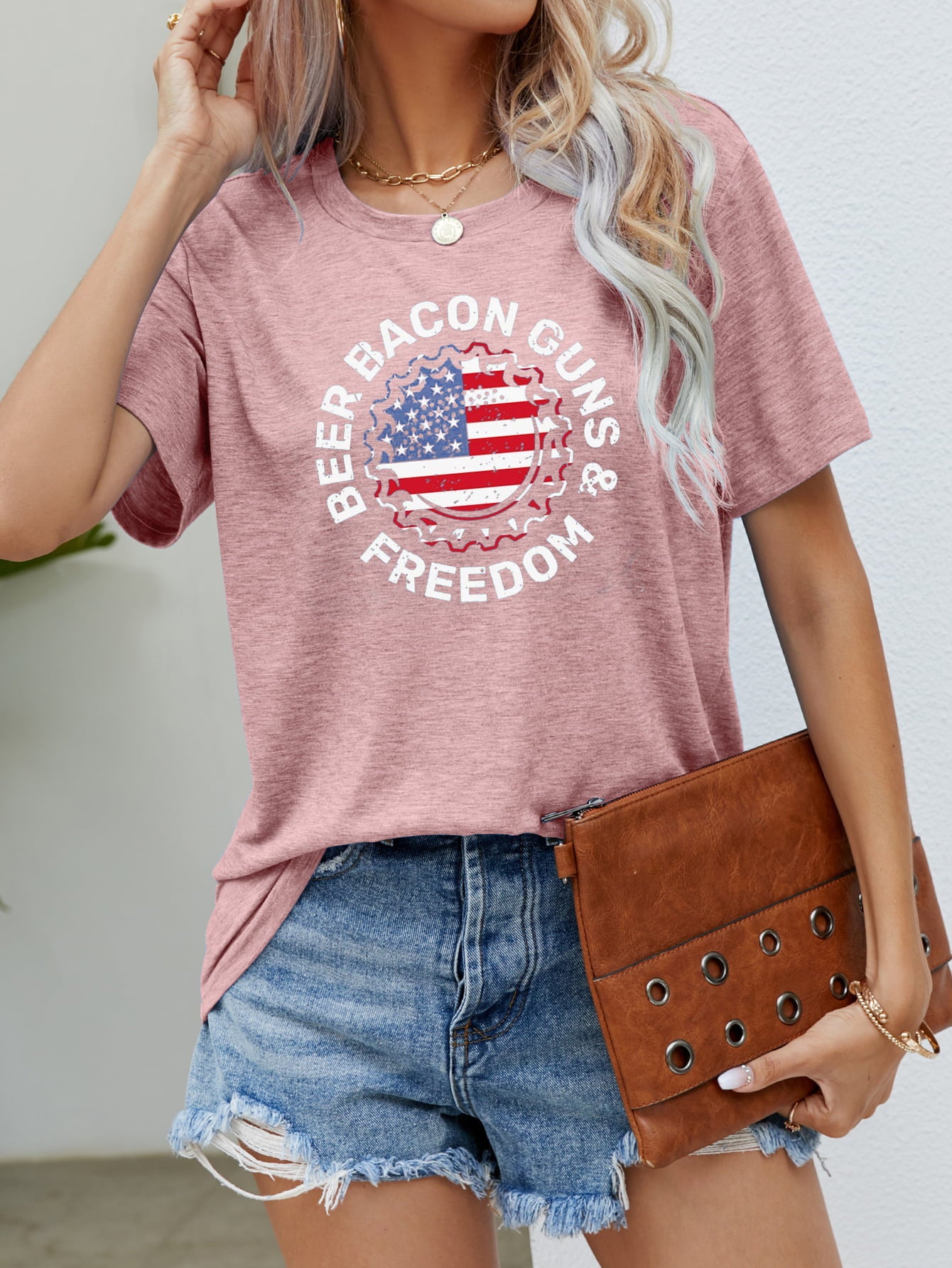 BEER BACON GUNS & FREEDOM US Flag Graphic Tee - Aurelia Clothing