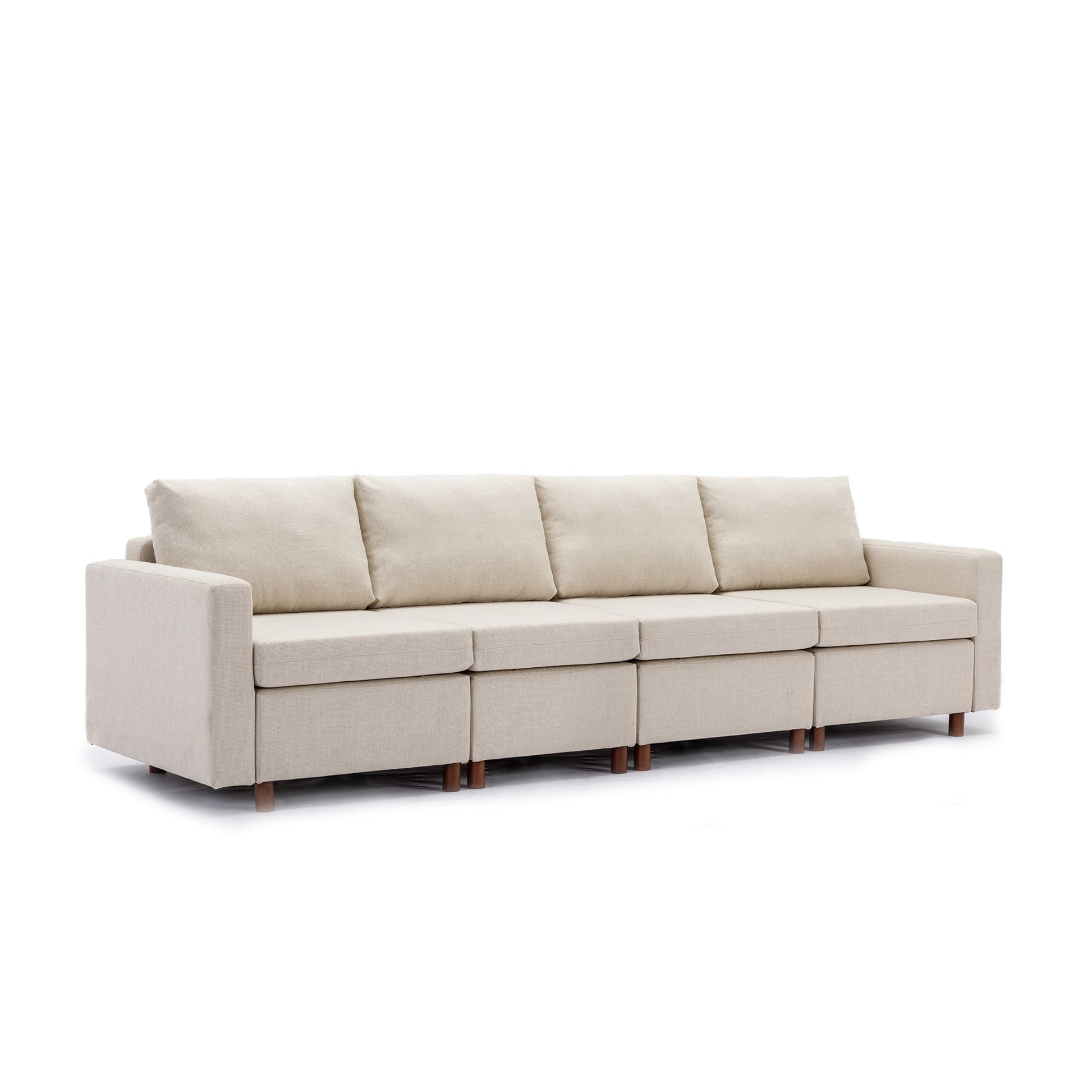 4 Seat Module Sectional Sofa Couch With 1 Ottoman for living room,Seat Cushion and Back Cushion Non-Removable and Non-Washable,Cream - Free Shipping - Aurelia Clothing