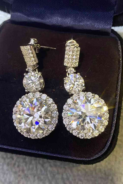 12 Carat Moissanite Platinum-Plated Drop Earrings - Aurelia Clothing