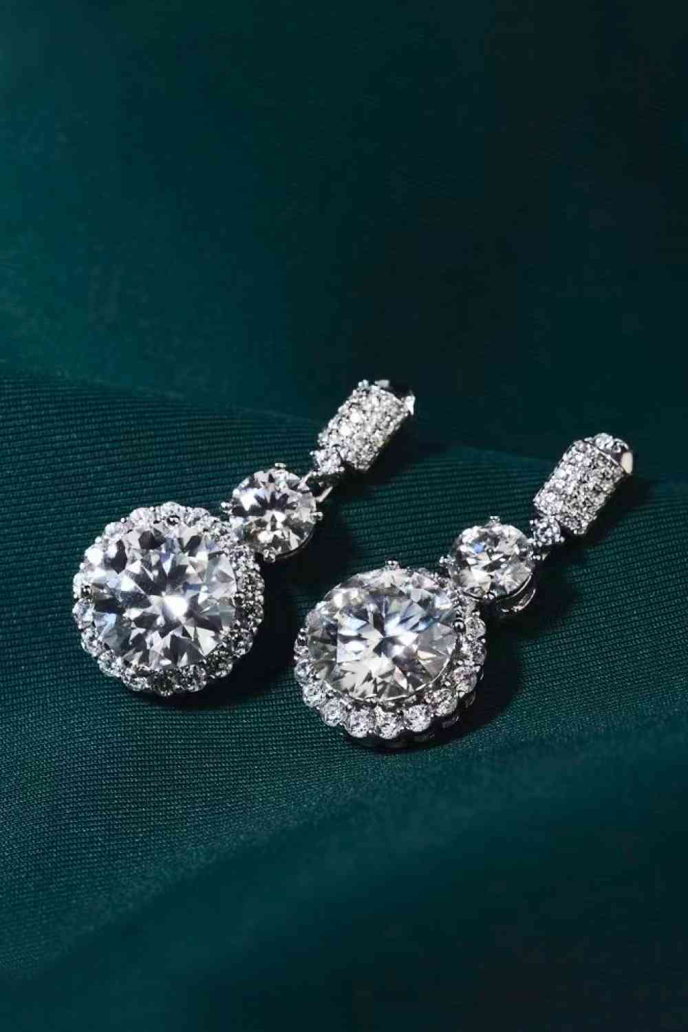 12 Carat Moissanite Platinum-Plated Drop Earrings - Aurelia Clothing