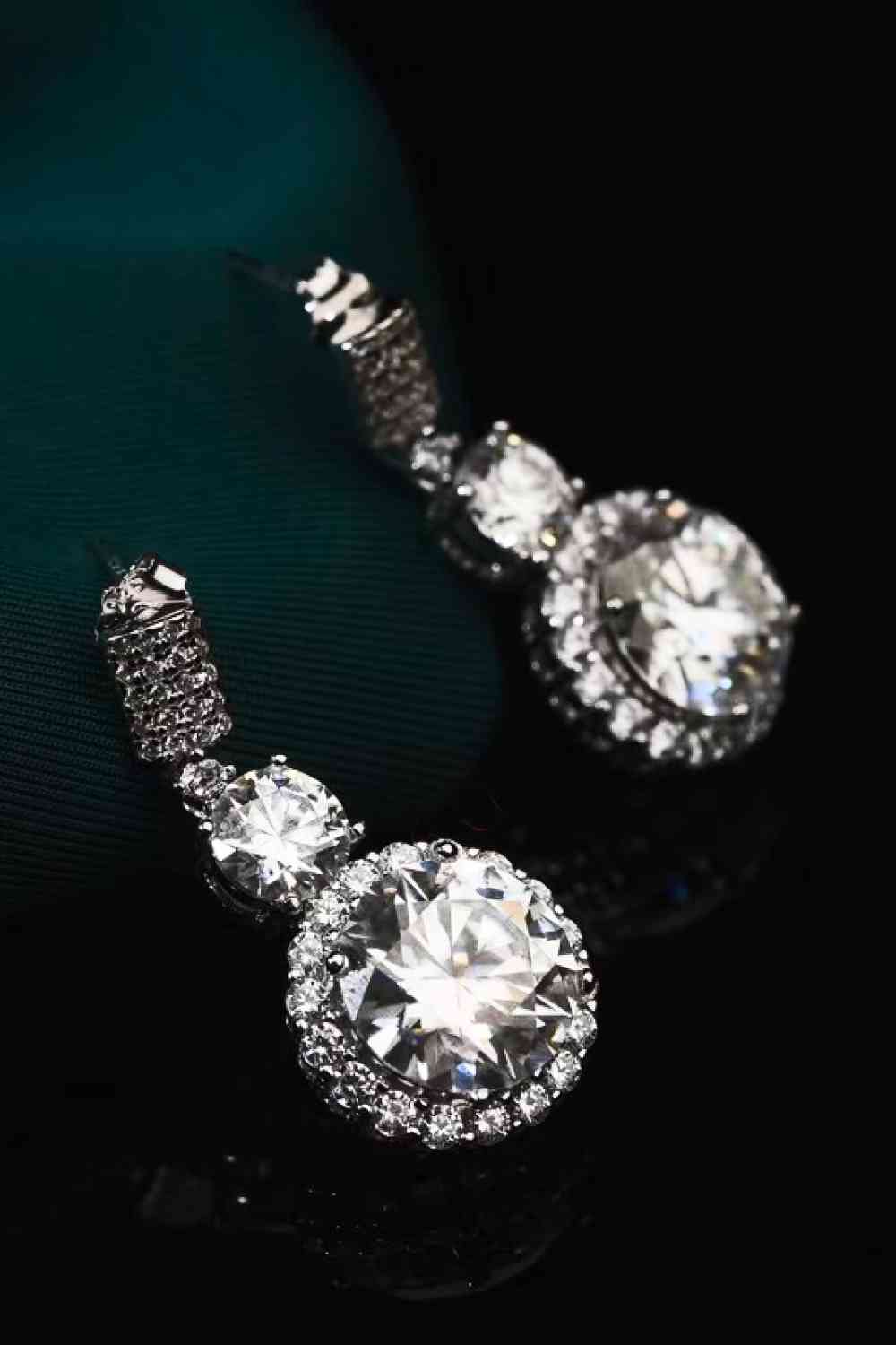 12 Carat Moissanite Platinum-Plated Drop Earrings - Aurelia Clothing