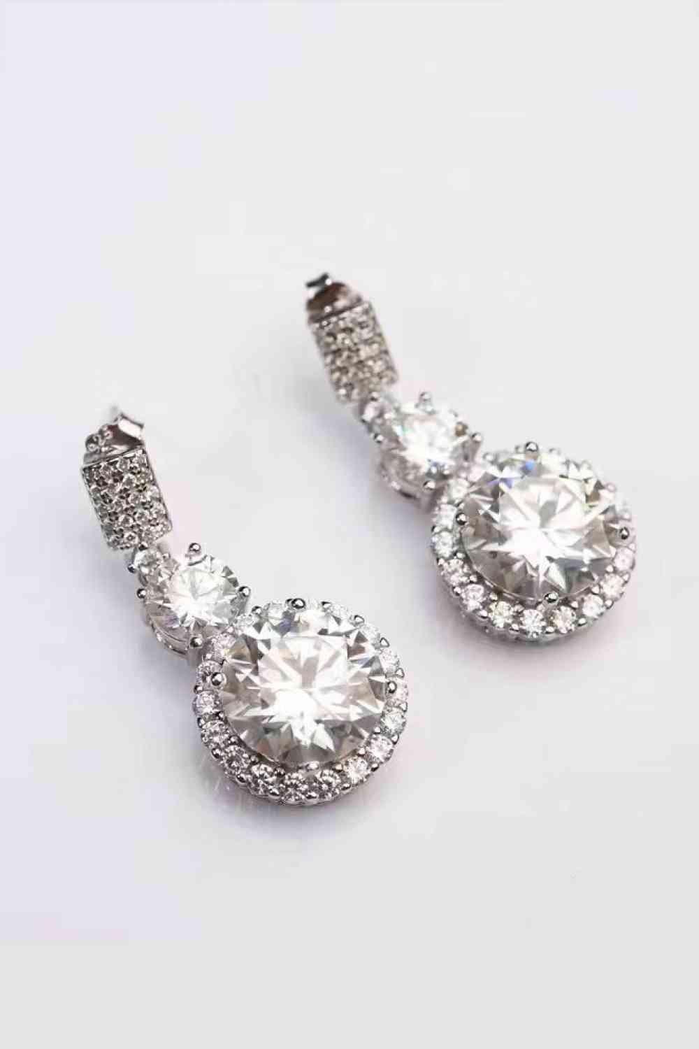 12 Carat Moissanite Platinum-Plated Drop Earrings - Aurelia Clothing