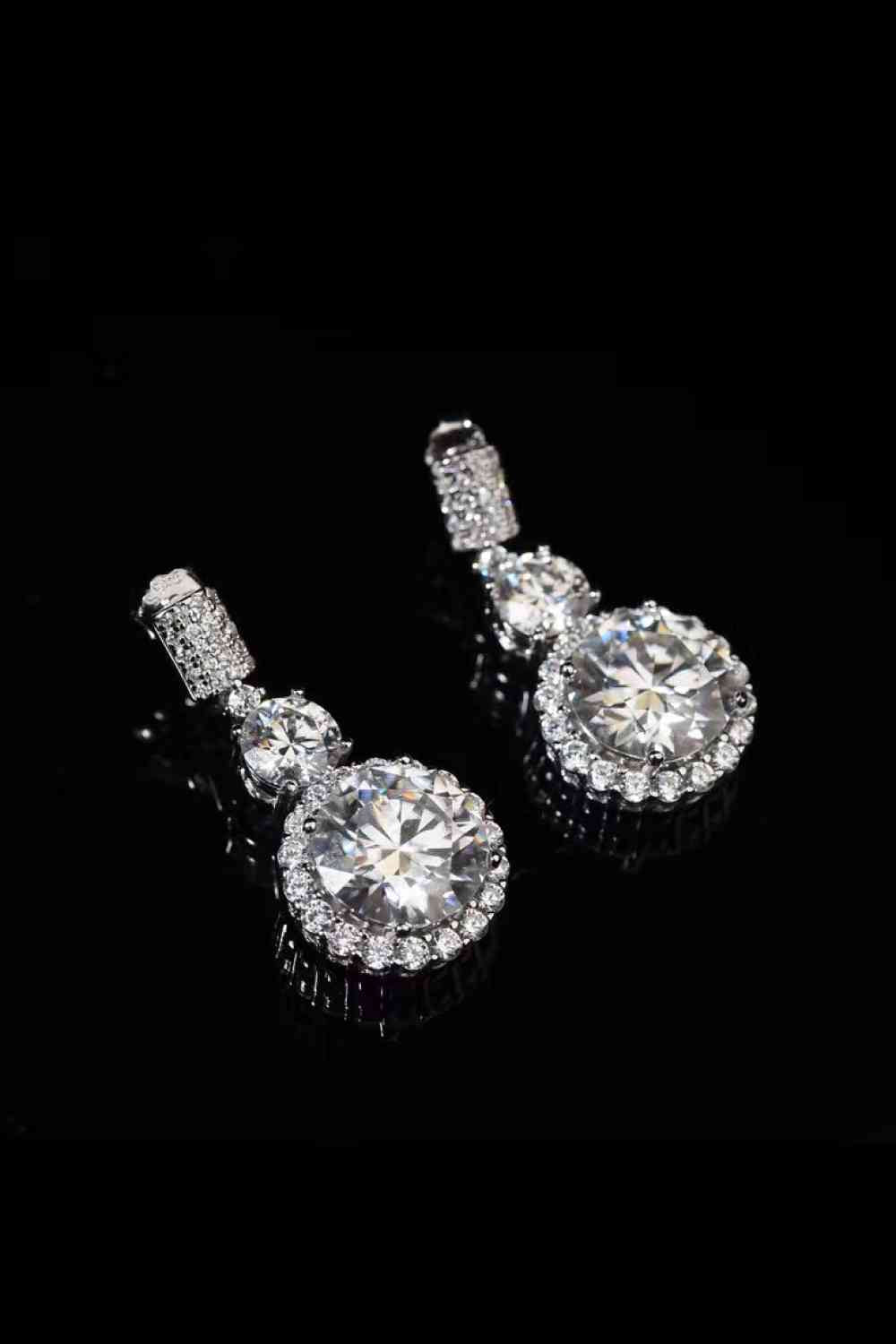 12 Carat Moissanite Platinum-Plated Drop Earrings - Aurelia Clothing