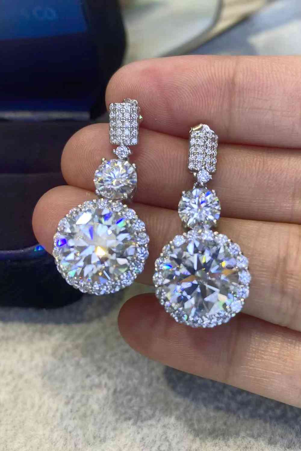 12 Carat Moissanite Platinum-Plated Drop Earrings - Aurelia Clothing