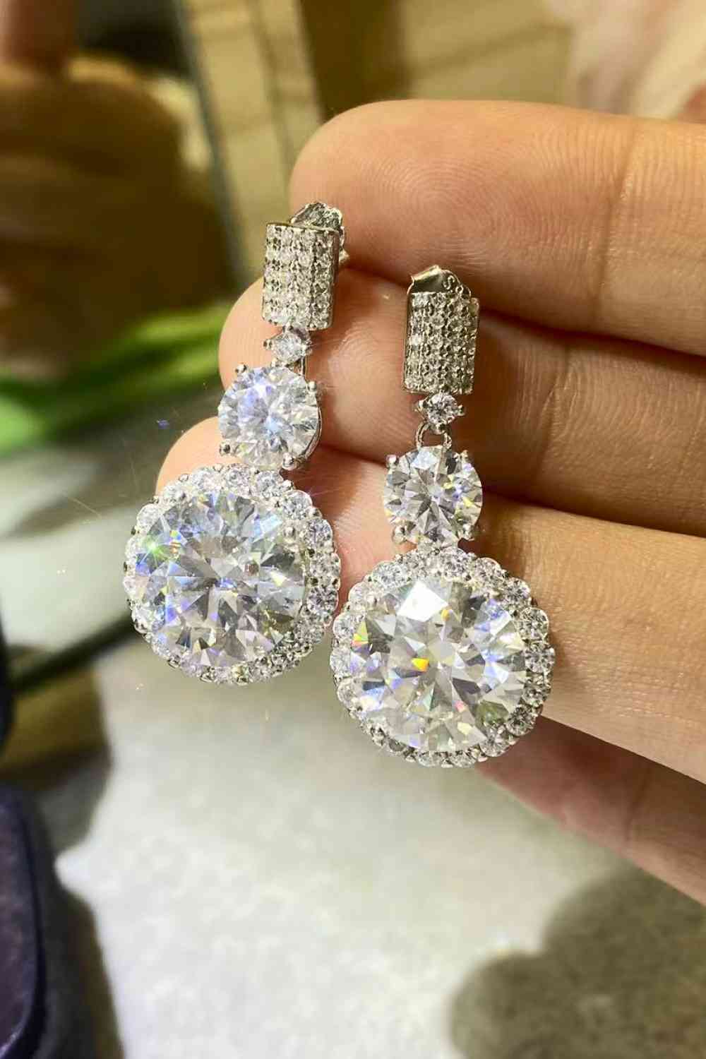 12 Carat Moissanite Platinum-Plated Drop Earrings - Aurelia Clothing