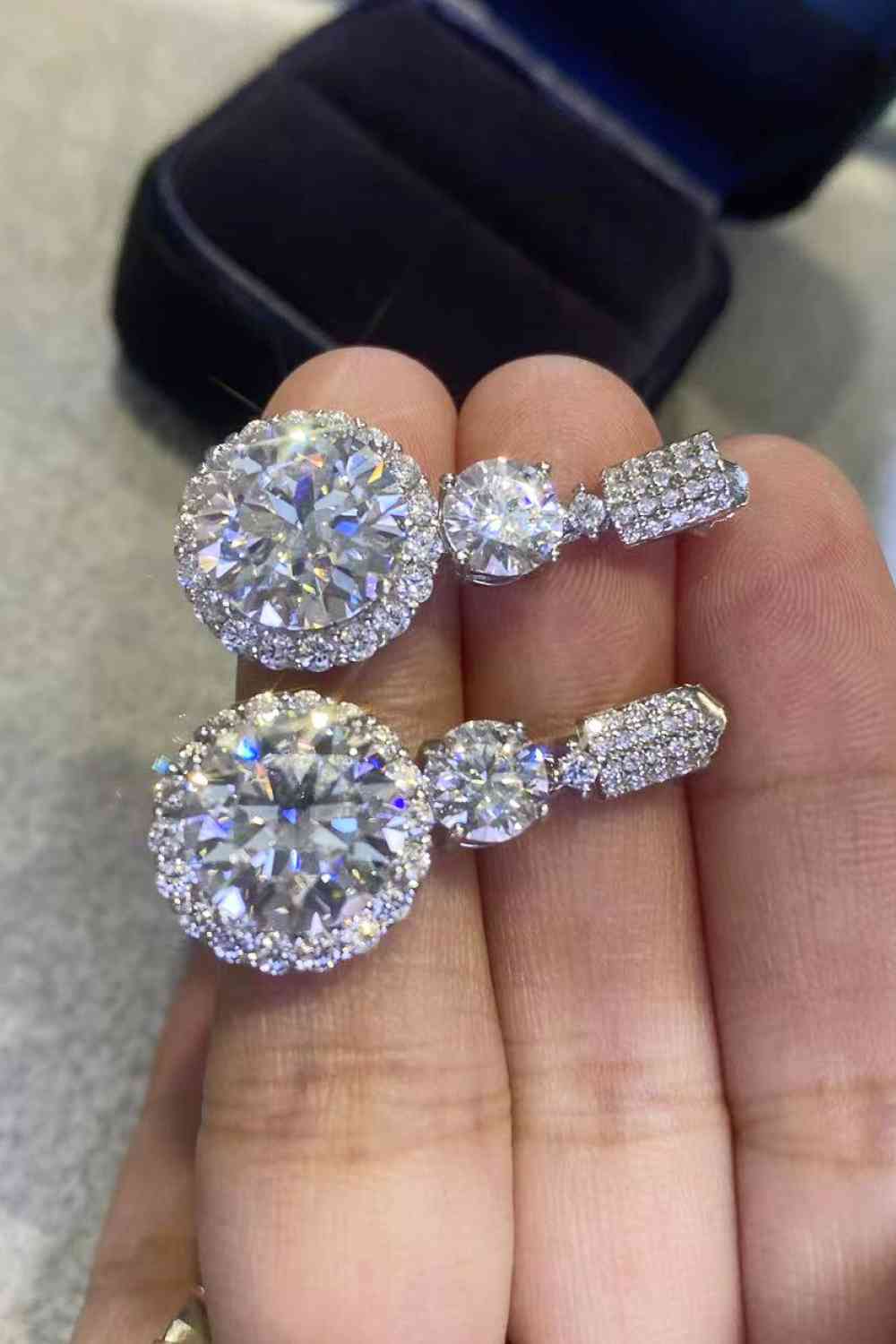 12 Carat Moissanite Platinum-Plated Drop Earrings - Aurelia Clothing