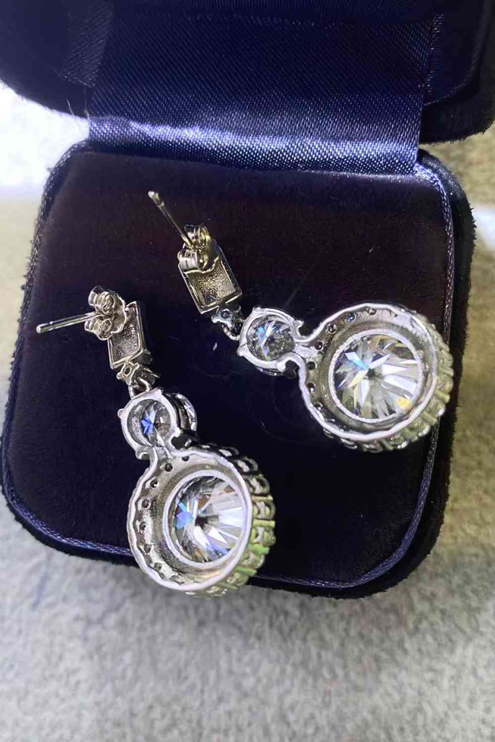 12 Carat Moissanite Platinum-Plated Drop Earrings - Aurelia Clothing