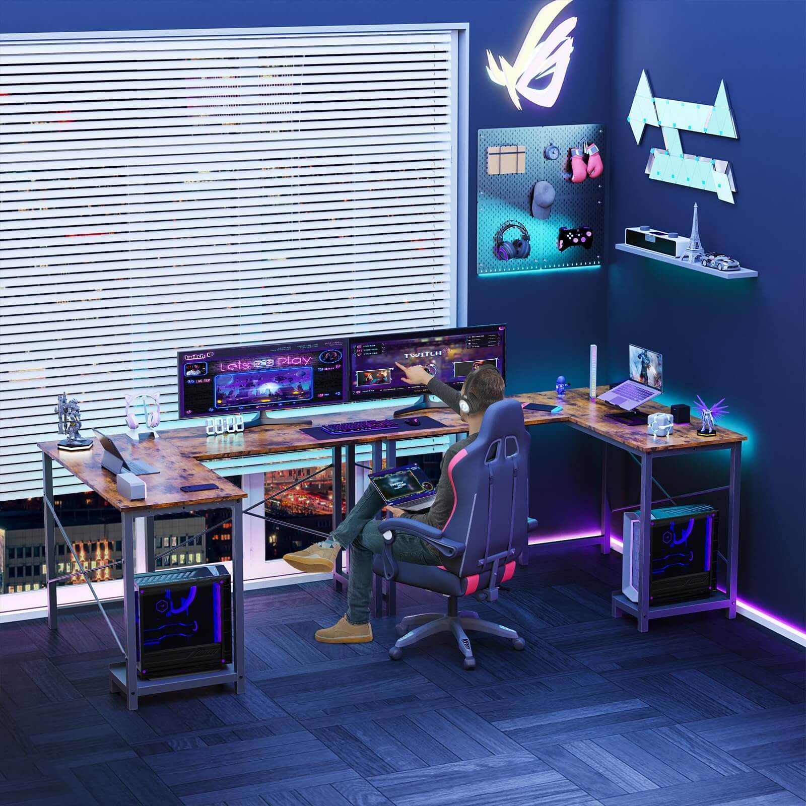 L Shaped Gaming Desk,Brown = Free Shipping - Aurelia Clothing