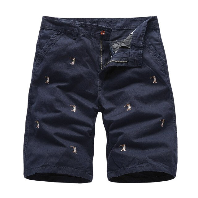 Men's Cargo Shorts Male Embroidery 100% Cotton Shorts Men Casual Cargo Shorts - Free Shipping - Aurelia Clothing