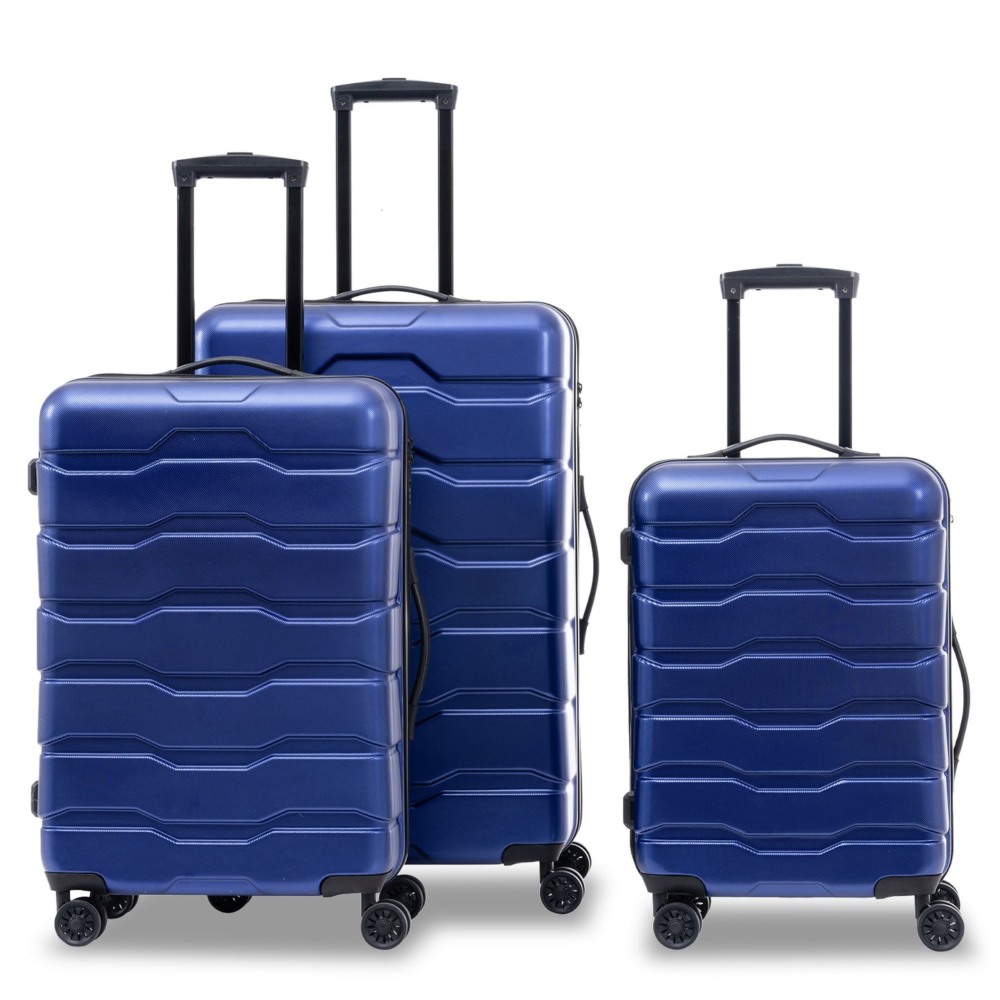 Luggage Sets ABS+PC Hardshell 3pcs Clearance Luggage Hardside Lightweight Durable Suitcase sets Spinner Wheels Suitcase with TSA Lock (20/24/28), BLUE - Free Shipping - Aurelia Clothing