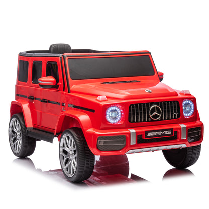 Licensed Mercedes Benz G63 Kids Ride On Car, 12V Electric Vehicle with Remote Control, Double Open Doors, Music, Bluetooth, Wheels Suspension, Battery Powered for Children Boy Girl (Red) - Aurelia Clothing