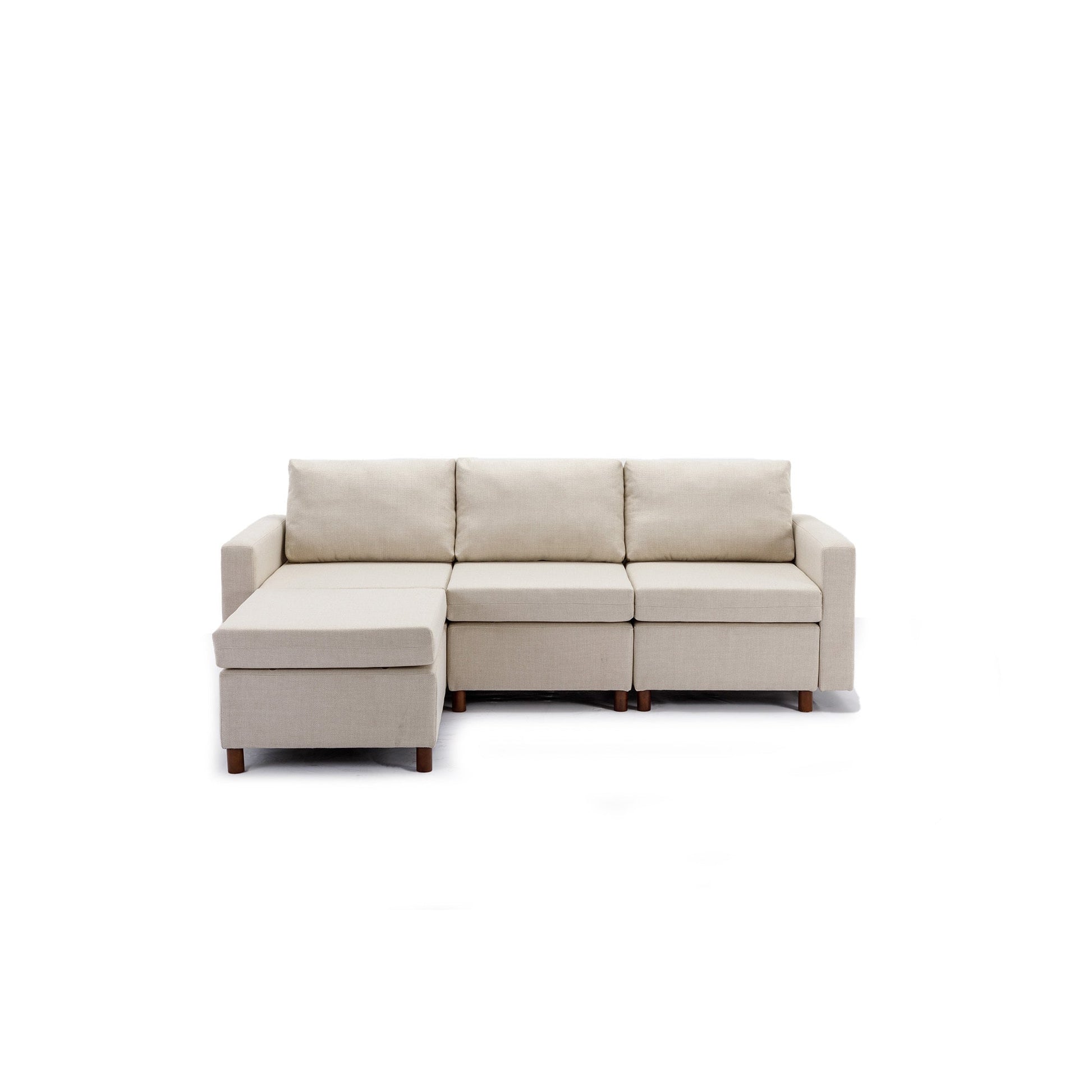 3 Seat Module Sectional Sofa Couch With 1 Ottoman for living room,Seat Cushion and Back Cushion Non-Removable and Non-Washable,Cream - Free Shipping - Aurelia Clothing