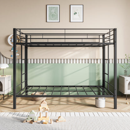 Metal Bunk Bed Twin Over Twin, Heavy Duty Twin Bunk Beds with shelf and Slatted Support No Box Spring Needed Black - Free Shipping - Aurelia Clothing