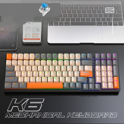 K6 Mechanical Keyboard Wireless 5.0 BT 2.4 Ghz Wired Three Modes Backlit Bluetooth Gamer Keyboard 100 Keys Keycaps Pc Gamer - Free Shipping - Aurelia Clothing