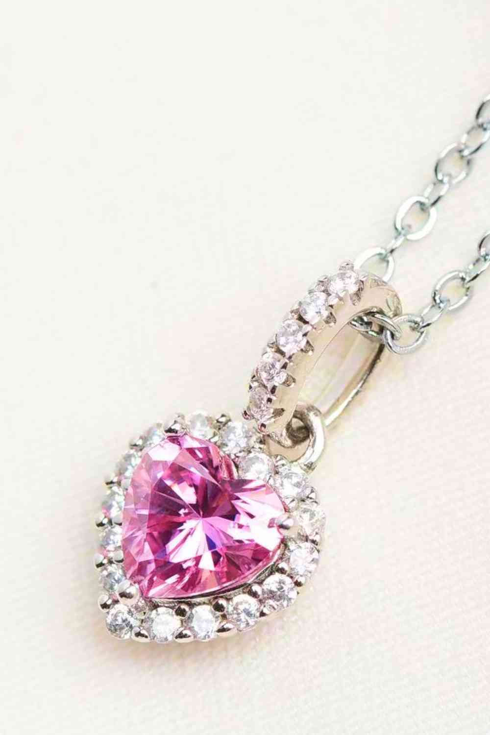 1 Carat Moissanite Heart Pendant Necklace - Aurelia Clothing