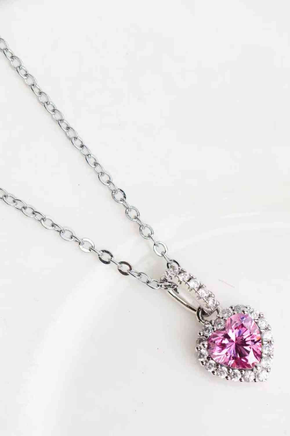 1 Carat Moissanite Heart Pendant Necklace - Aurelia Clothing