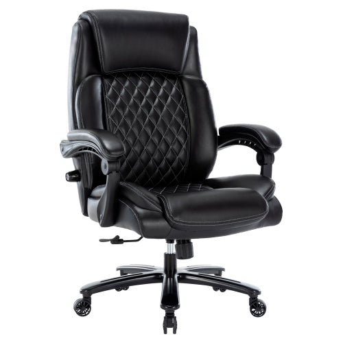 Executive Office Chair - 500lbs Heavy Duty Office Chair, Wide Seat Bonded Leather Office Chair with 30-Degree Back Tilt & Lumbar Support (Black) - Free Shipping - Aurelia Clothing