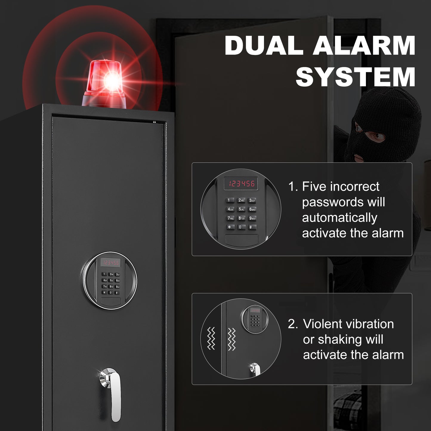 Password lock gun cabinet, can store five guns, three pistols, with internal storage box, with Magnetic introduction light - Free Shipping - Aurelia Clothing