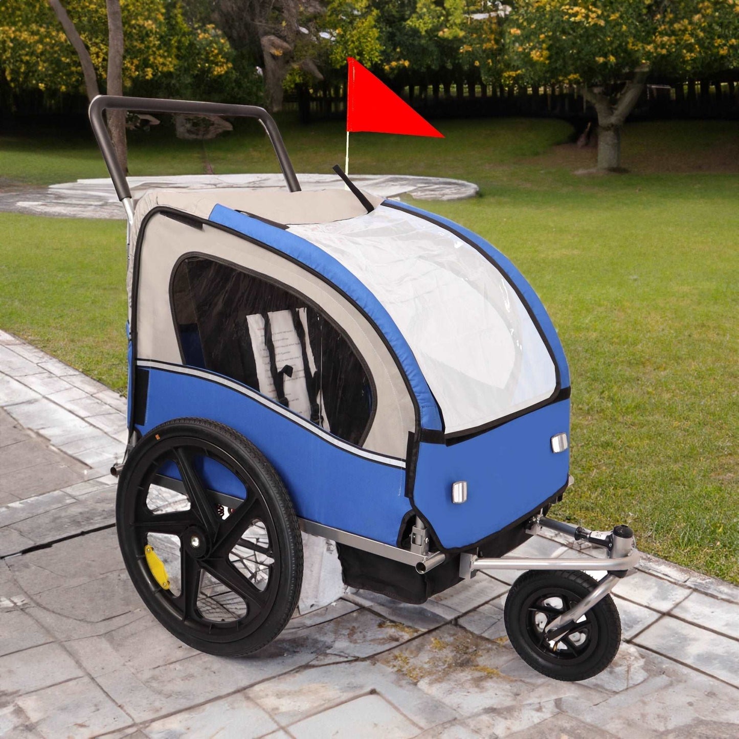 2-in-1 Double 2 Seat Bicycle Bike Trailer Jogger Stroller for Kids Children - Free Shipping - Aurelia Clothing