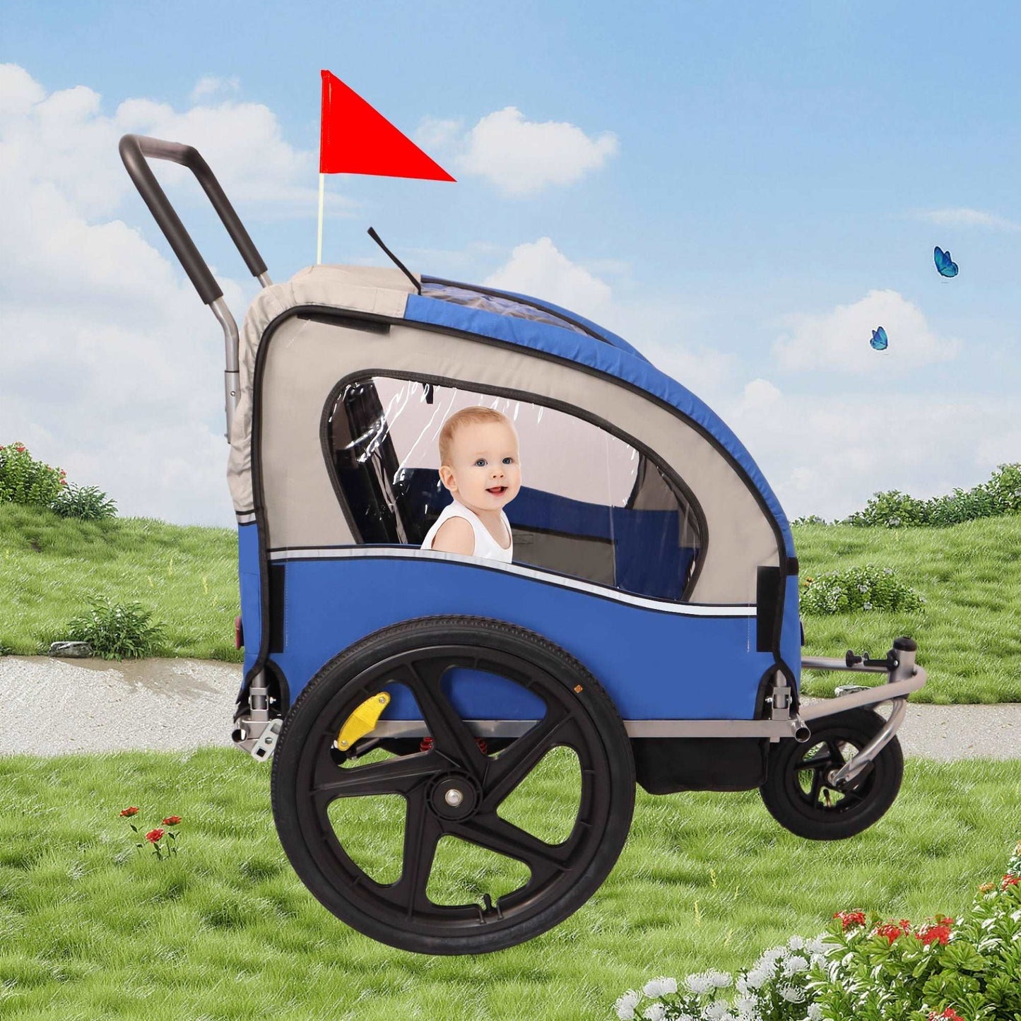 2-in-1 Double 2 Seat Bicycle Bike Trailer Jogger Stroller for Kids Children - Free Shipping - Aurelia Clothing