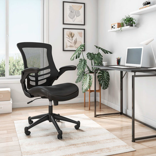 Techni Mobili Stylish Mid-Back Mesh Office Chair with Adjustable Arms, Black - Free Shipping - Aurelia Clothing