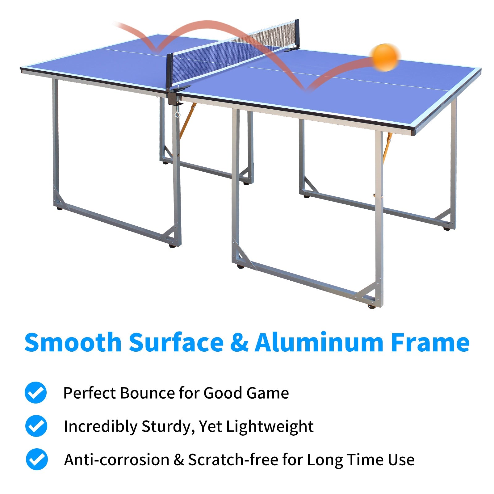 6ft Mid-Size Table Tennis Table Foldable & Portable Ping Pong Table Set for Indoor & Outdoor Games with Net - Free Shipping - Aurelia Clothing