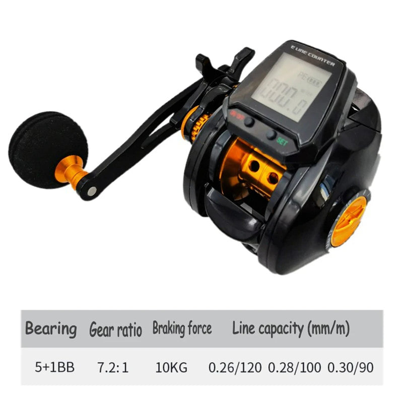 7.2:1 Digital Fishing Baitcasting Reel With Accurate Line Counter Large Display Bite Alarm Counting or Carbon Sea Fishing Rod -  Free Shipping - Aurelia Clothing